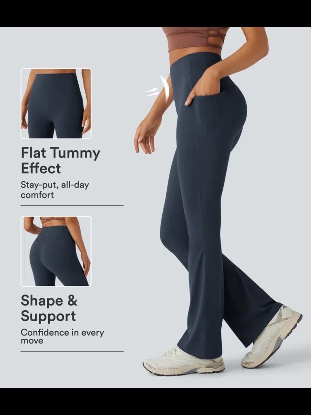 UltraSculp 35"inseam High Waisted Tummy Control Pocket Shaping Yoga Flares